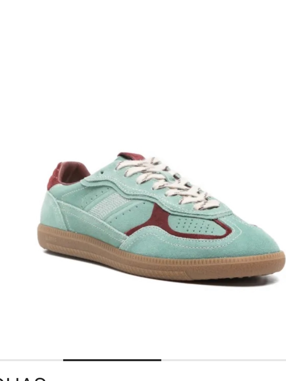 ALOHAS Mint Green and Burgundy Suede Sneakers